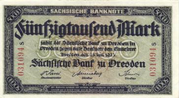 Német Birodalom/Weimari Köztársaság/Drezda/Sächsische Bank 1923.7.25. 500.000M + 1923.9.12. 500.000.000M T:II,III Germany/Weimar Republic/Dresden/Sächsische Bank 1923.25.7. 500.000 Mark + 1923.12.9. 500.000.000 Mark C:XF,F