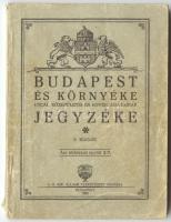 Budapest és környéke utcái, középületei és egyéb adatainak jegyzéke. Bp., 1935. 128p.