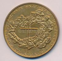 Kiss György (1943-) 1991. "II.János Pál pápa látogatása hazánkban" aranyozott Br emlékérem (42mm) T:2