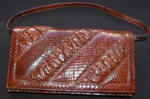 Kézzel készült kígyóbőr női táska lecsatolható pánttal / Genuine snake skin hand-made female bag 28x15x5cm