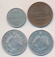 1848. 1Kr + 1848KB 20Kr Ag "V. Ferdinánd" + Ausztria/magyar verdejel 1848B 20Kr Ag "V. Ferdinánd" + 1849NB 6Kr Ag T:2,2-