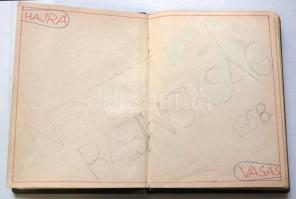 1968 Kézzel írt házi napló a Vasas NB-meccseiről, és a mexikói olimpia magyar résztvevőiről