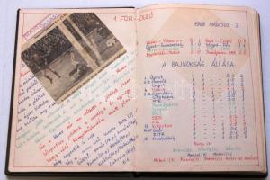 1968 Kézzel írt házi napló a Vasas NB-meccseiről, és a mexikói olimpia magyar résztvevőiről