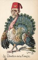 French propaganda, humour, military WWI, Mehmed V, s: Gilbert