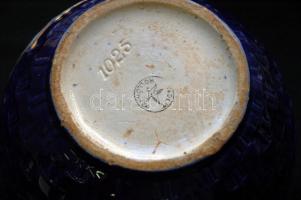 Jelzett Hollóházi mázas kerámia kaspó (repedt) /
Hollóháza ceramic pot (cracked) 17cm