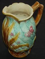 Régi mázas kerámia kancsó jelzés nélkül lepattogzásokkal / Ceramic jug with faults 21cm