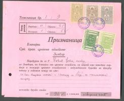 1943 Egyházi okmány Zomborról szerb egyházi adóbélyegekkel és magyar okmánybélyegekkel