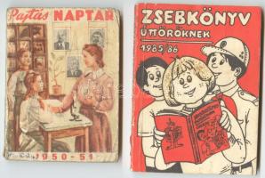 1950/1951 Pajtás naptár, és 1985/86-os Zsebkönyv úttörőknek (viseltesek)