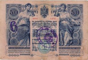 1902. 50K ritka "Dubrovnik" lila bélyegzéssel! T:II/III (szakadás, de nem hiányos!)