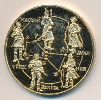 DN. "Magyarok eredete - Rovásírás" aranyozott emlékérem (43mm) T:PP