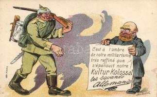 French propaganda, humour, military WWI, Shadow of the militarism s: Lesbounit