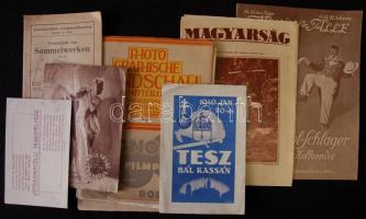 Vegyes háború előtti nyomtatvány tétel: újságok, reklám és művészeti kiadványok, kották, összesen kb...