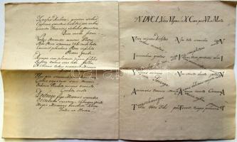 Onomasticon quod illustrissimo reverendissimo... Aloysio Richter.... című kézzel írott, latin nyelvű, kaligrammát tartalmazó kézirat 10 beírt oldallal.