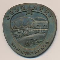 1960. "Óbudáért Bp. III. Ker. Tanács" Br plakett (45x45mm) dísztokban T:2