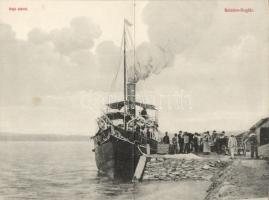 Balatonboglár kikötő, gőzös panoramacard
