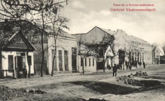 Vásárosnamény Piactér, Korona Szálloda, Beck Izidor és Mandel Rozália kereskedései