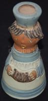 Harmonikás-énekes, kézzel festett, iparművész kerámiafigura / Hand painted ceramic figure of singing man playing on accordion 16cm