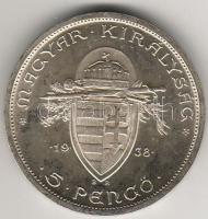 1938. "Szt. István" 5P ezüst T:1/2