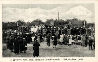 Gyömrő Katolikus templom alapkőletétele 1935. október 13. (ragasztónyom / gluemark)