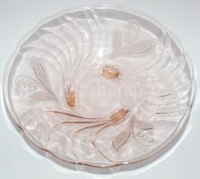 cca 1930 Szecessziós üvegtál szép állapotban (a lábain kis lepattogzások) / Art nouveau glass plate d: 26cm