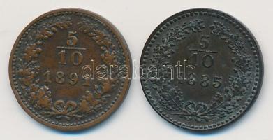 Ausztria 1885. 5/10Kr + 1891. 5/10Kr T:2 Austria 1885. 5/10 Kreuzer + 1891. 5/10 Kreuzer C:XF