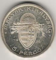 1938. "Szt. István" 5P ezüst T:1/2+