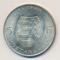 1947. 5Ft Ag "Kossuth" T:1- kis ph.