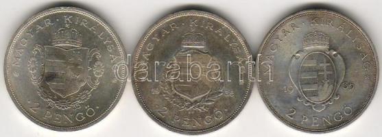 1935-36. "Pázmány" sor 3klf 2P ezüst T:1/2+! Extrém jó állapotban, ritka!