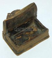 cca 1900 Könyvet  rágó egér bronz szelence / Bronze box 8x5 cm