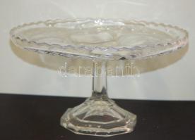 Nagyméretű üveg süteménykínáló tál 14cm, d:25cm