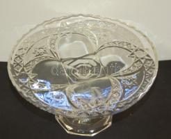 Nagyméretű üveg süteménykínáló tál 14cm, d:25cm