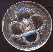 Nagyméretű üveg süteménykínáló tál 14cm, d:25cm