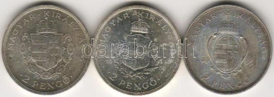 1935-36. "Pázmány" sor 3klf 2P ezüst T:1/2+! Extrém jó állapotban, ritka!