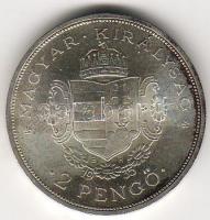 1935. "Rákóczi" 2P ezüst T:1/2+! Extrém jó állapotban, ritka!