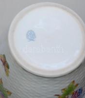 Kézzel festett sorszámozott Viktória avec bord en or-mintás jelzett Herendi fonott porcelán váza hib...