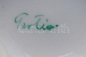 4-4db Kézzel festett sorszámozott jelzett Tertia porcelán csésze és alj /
Handpainted numbered Terti...