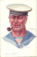 Első világháborús angol tengerész s: E. Dupuis, Marin Anglais 'Cornwallis' / WWI English sailor s: E. Dupuis