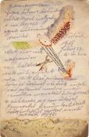 2 db I. világháborús grafikus repülő lap