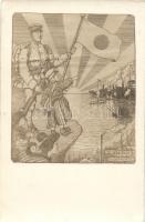 WWI Japanese military card, battle ships, flag s: Elizabeth Keith