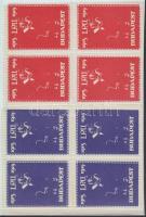 1913-1914 IPU levélzáró négyestömb kék és piros színben