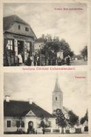 Csíkszenttamás church and the shop of Béla Trohán (EB)