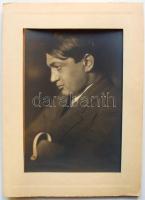 cca 1914 Székely Aladár (1870-1940): Ady Endre portréja. Hátoldalán a fotós pecsétjével / Photo of poet Endre Ady 16x21 cm