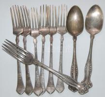 Ezüstözött alpakka evőeszközök - 6db villa és 2db kanál