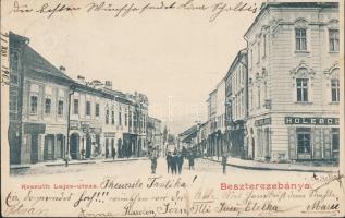 Besztercebánya Kossuth street with the shop of Árpád Holesch