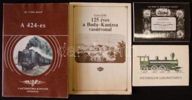 Kis vasúti nyomtatvány tétel: 125 éves a magyar vasút fotóalbum, Történelmi mozdonyok képeslapok, 125 éves a Buda-Kanizsa vasútvonal, A 424-es