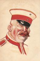 Gueules de Boches, d'apres les aquarelles / WWI German military officer s: Cauchin, Első világháborús katona tiszt s: Cauchin