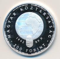 1992. 200Ft Ag "Veszélyeztetett állatvilág-gólya" T:PP tanúsítvánnyal