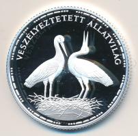 1992. 200Ft Ag "Veszélyeztetett állatvilág-gólya" T:PP tanúsítvánnyal