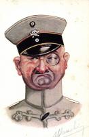 Németellenes propaganda, szignózott, Anti-German propaganda, the type Boche, artist signed