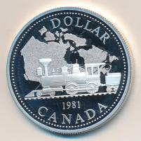 Kanada 1980. 1$ Ag "Transzkontinentális vasútvonal" T:PP Canada 1980. 1 Dollar Ag "Transcontinental Railroad" C:PP